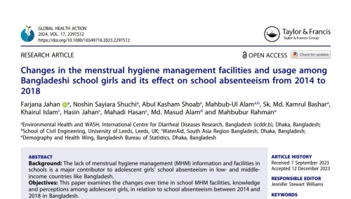 Changes in the menstrual hygiene management facilities and usage among Bangladeshi school girls and its effect on school absenteeism from 2014 to 2018